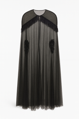 Cape with metallic fringe details