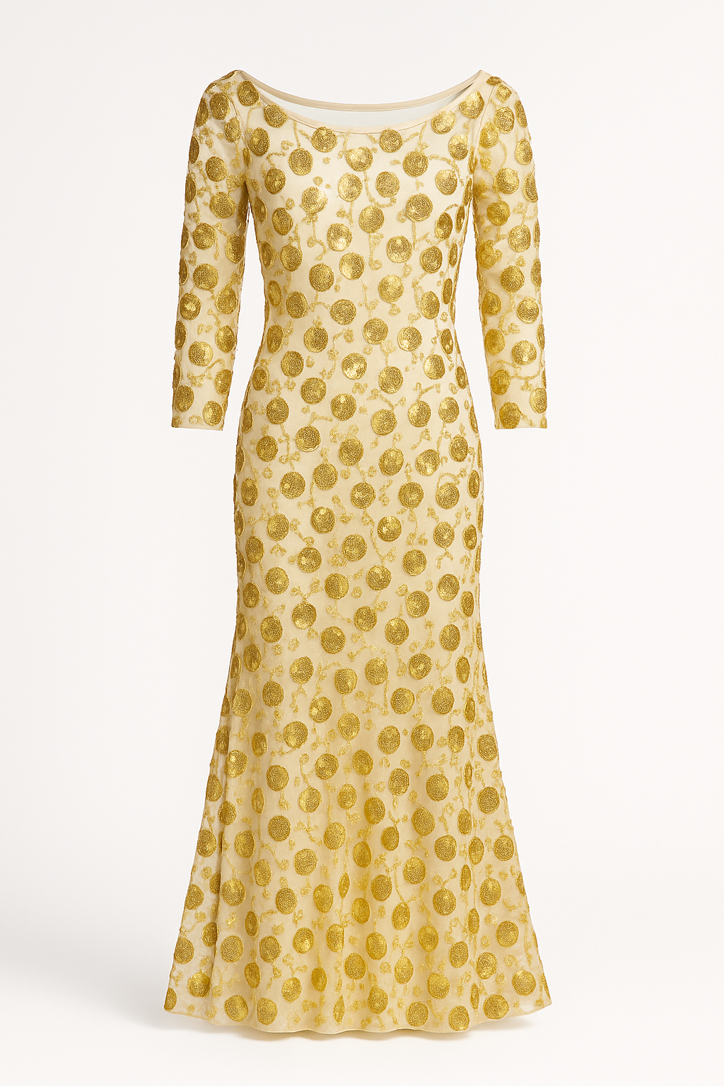 Gold Swirl Embroidered Gown