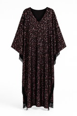 Pink Sequins Kaftan with Fringe