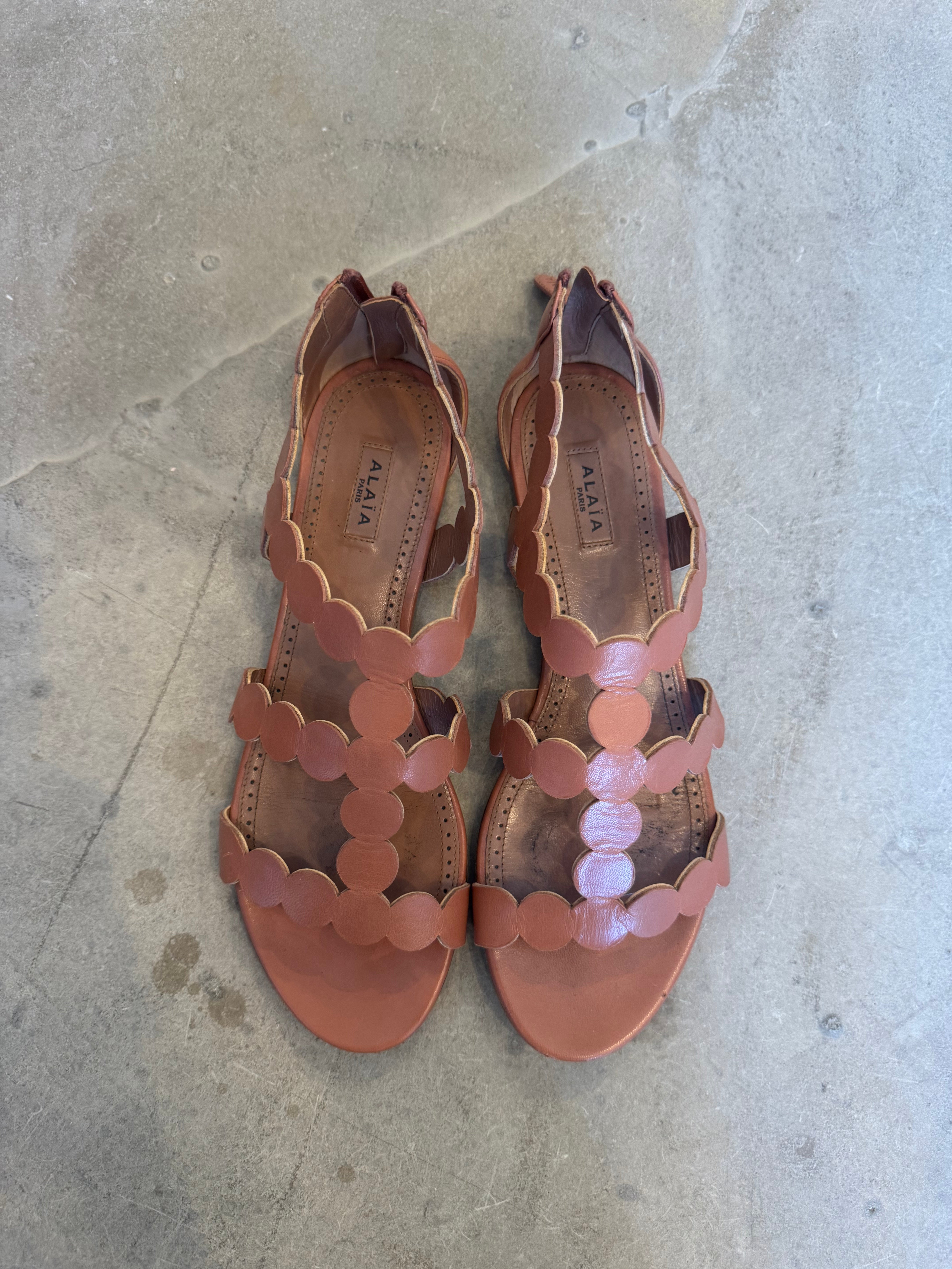 Tan scalloped Sandals
