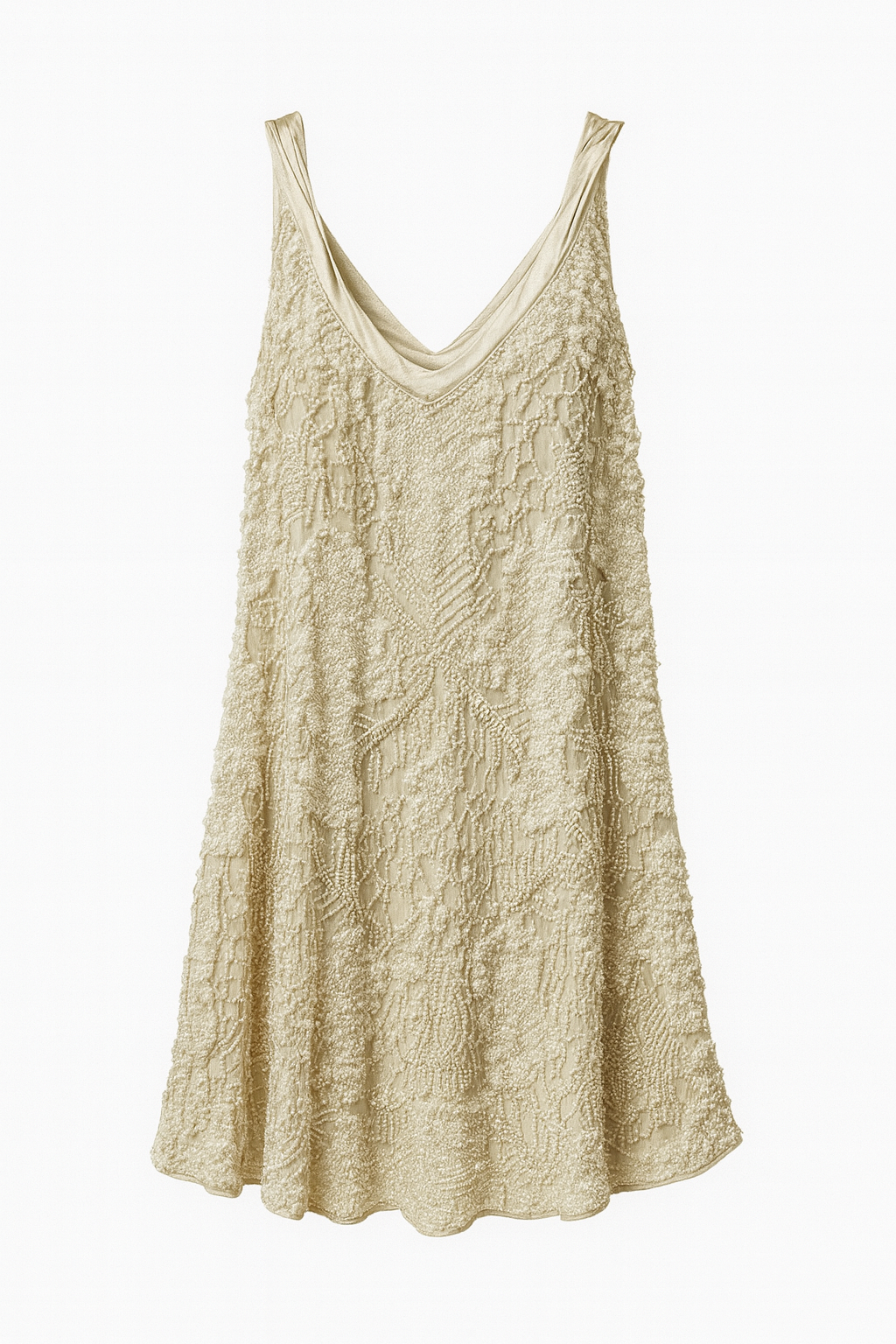 Beaded Ivory Mini Dress