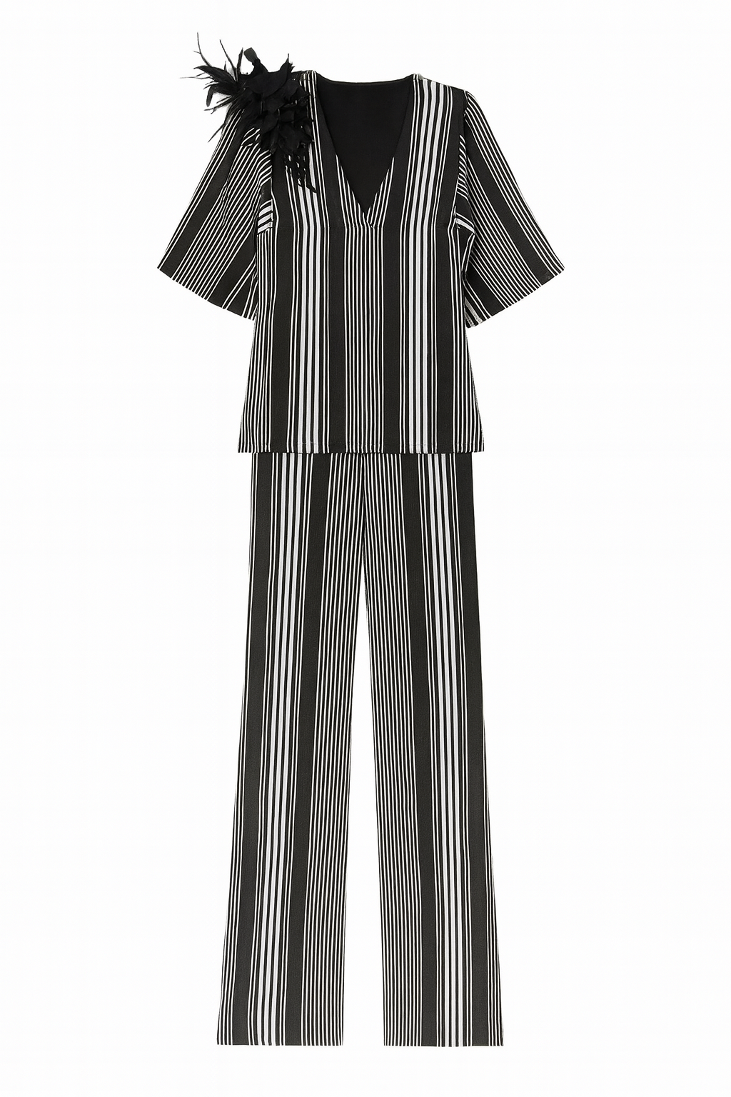 Stripe Set with Feather Detailing