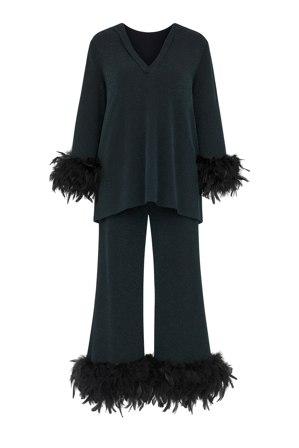 Glitter & Feather Pant and Top Set