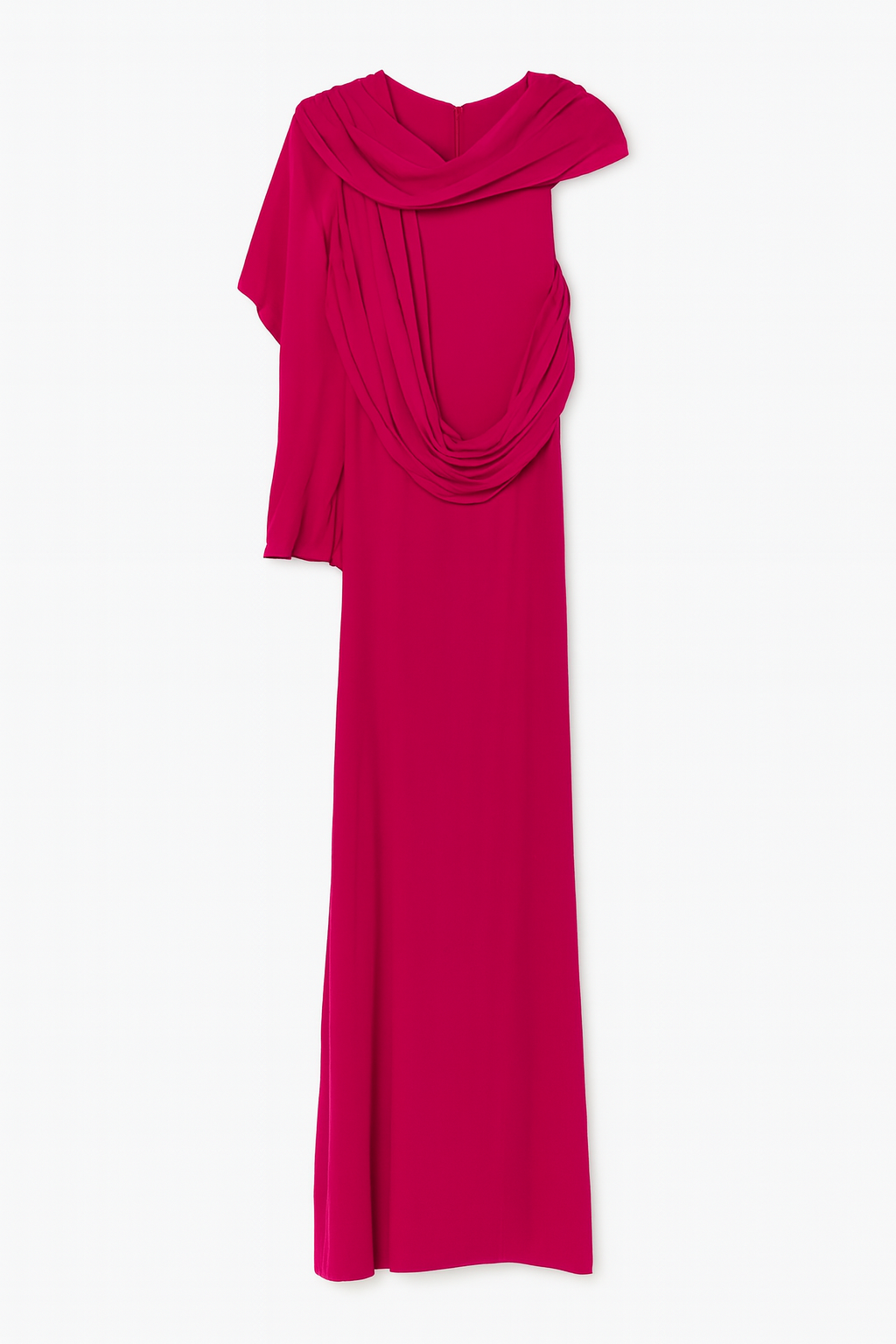 Hot Pink Jersey Dress with long Shawl attached