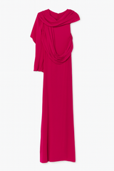 Hot Pink Jersey Dress with long Shawl attached