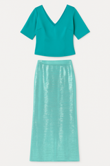 Blue Chiffon Top with sequins skirt