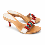 Beaded Wooden Kitten Heels