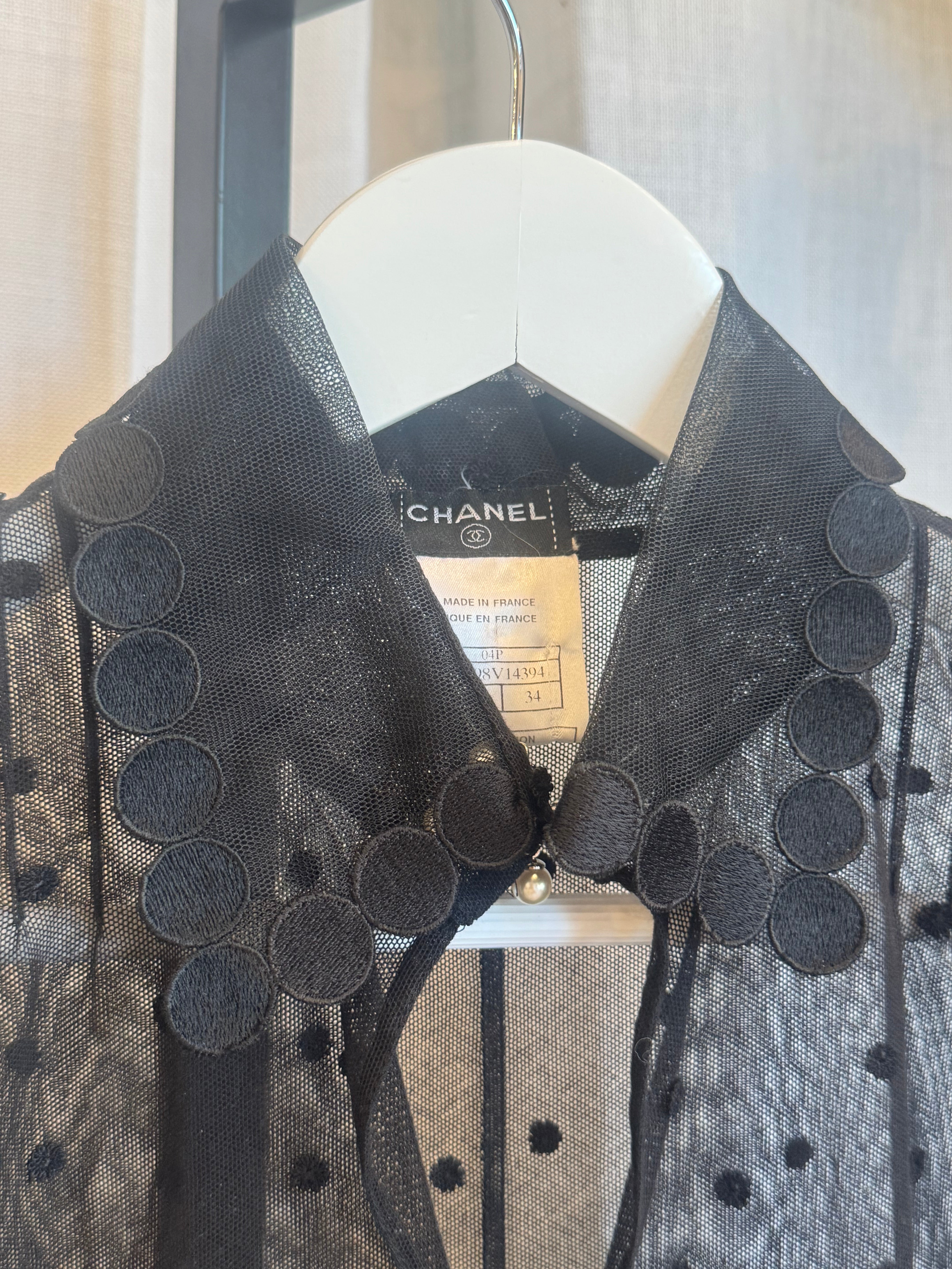 Lace Blouse with Pearl Closure