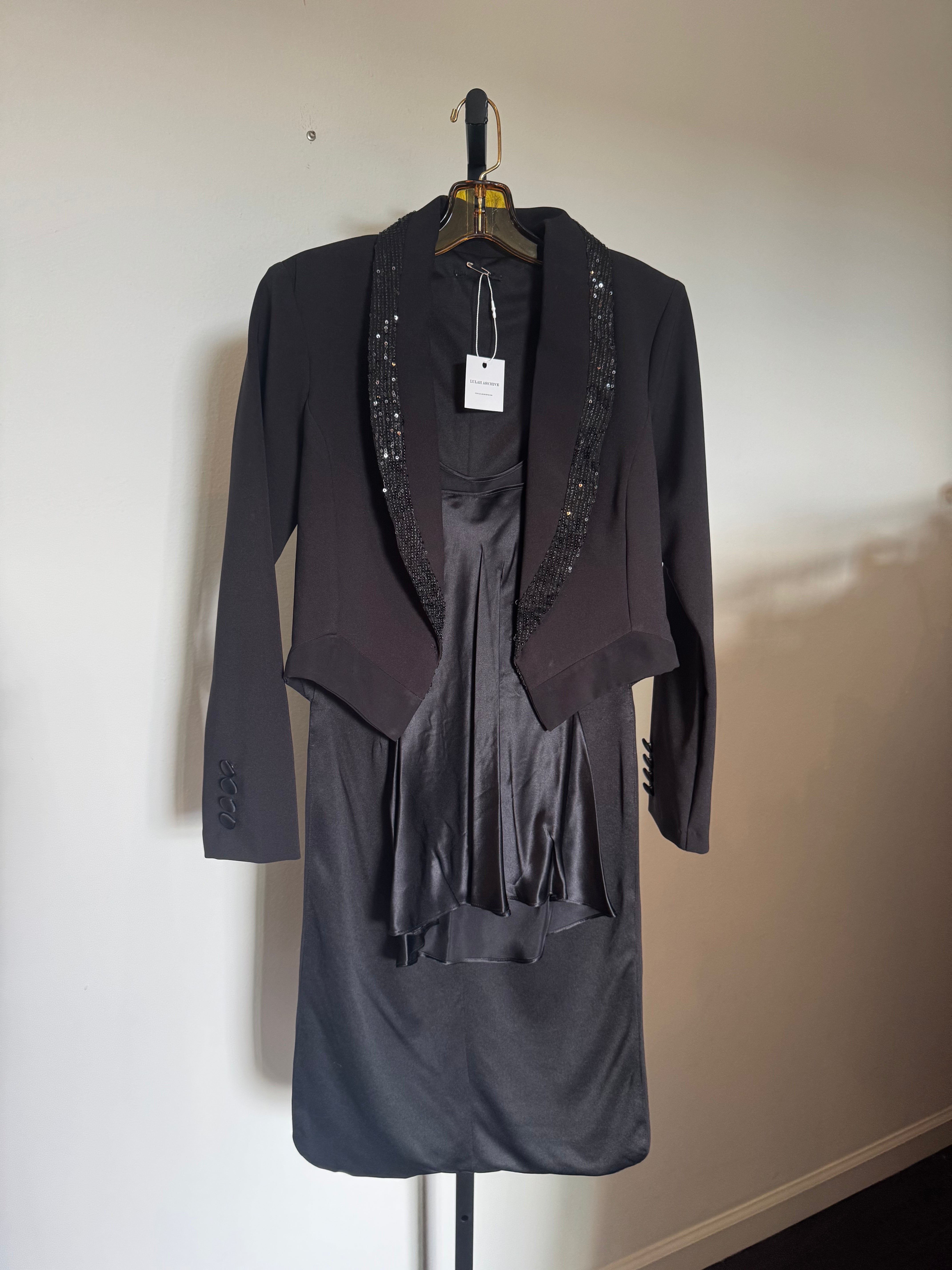 Tuxedo Jacket with Silk Slip and Pants