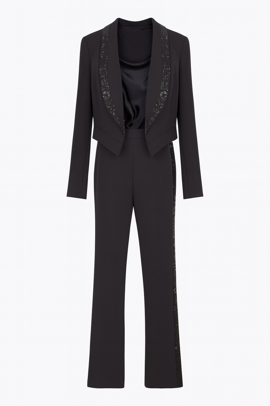 Tuxedo Jacket with Silk Slip and Pants