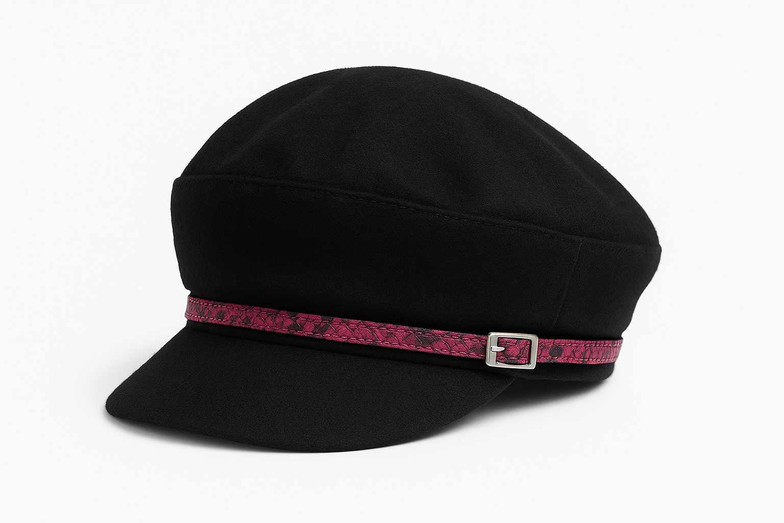 Cap with pink leather detail