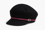 Cap with pink leather detail