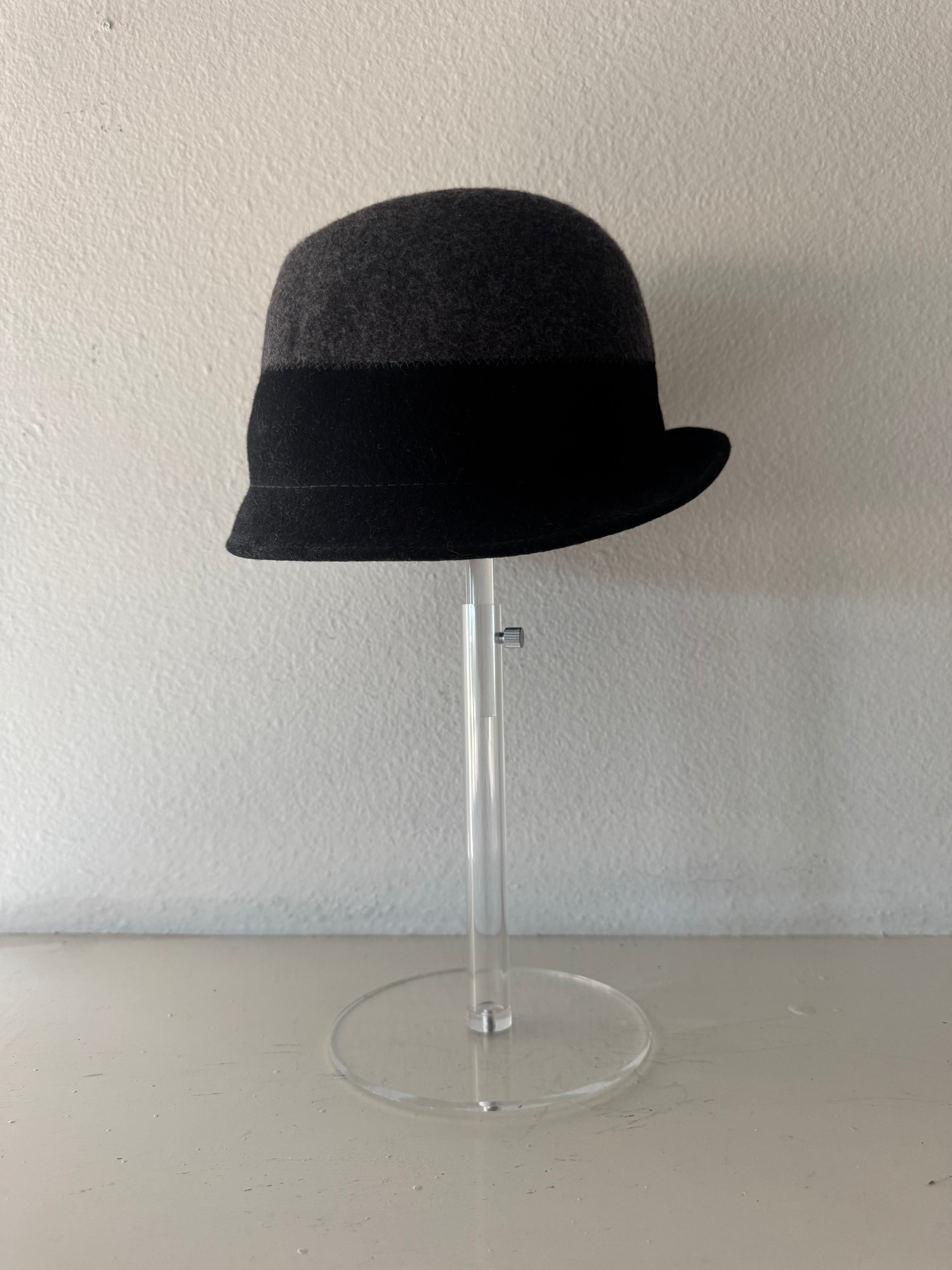 Gray and Black hat with patch