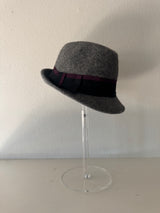 Grey Fedora with Purple Ribbon
