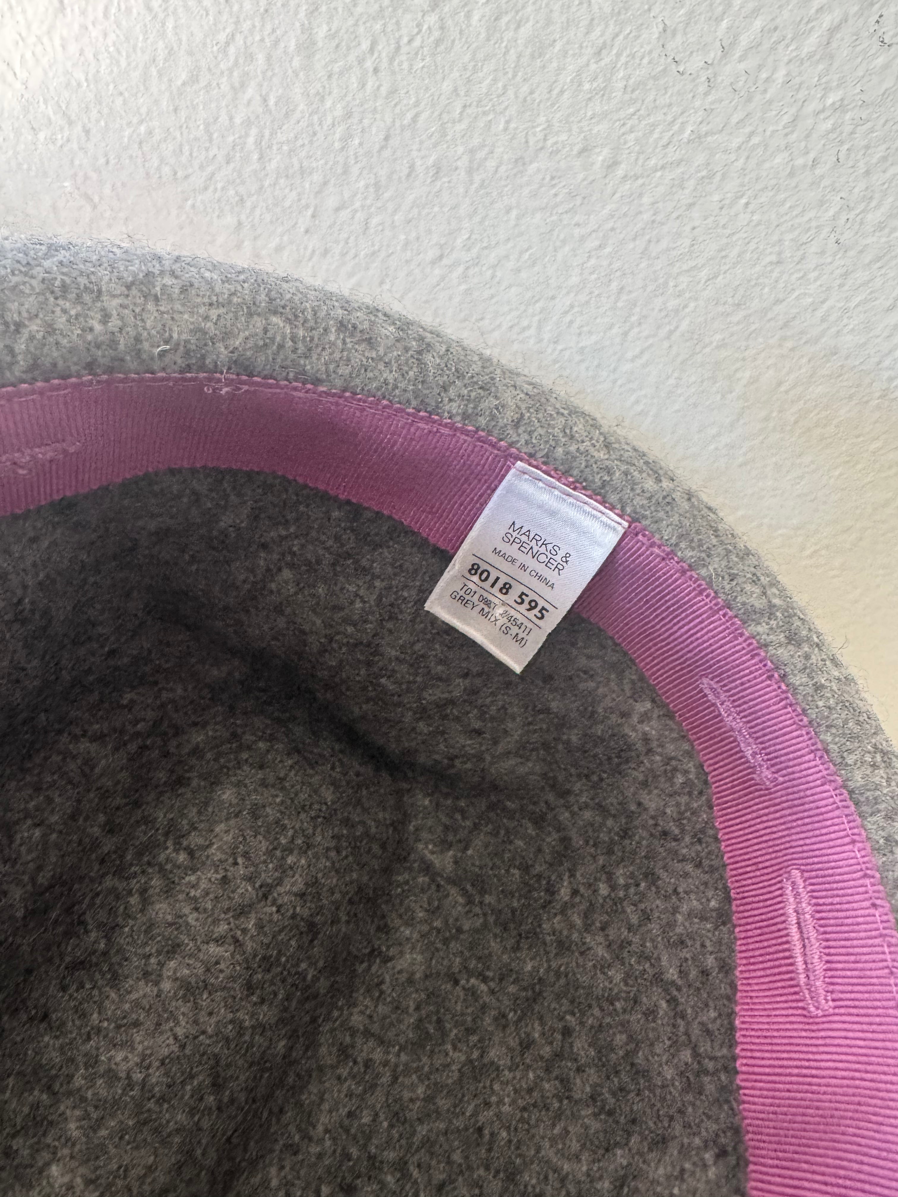 Grey Fedora with Purple Ribbon