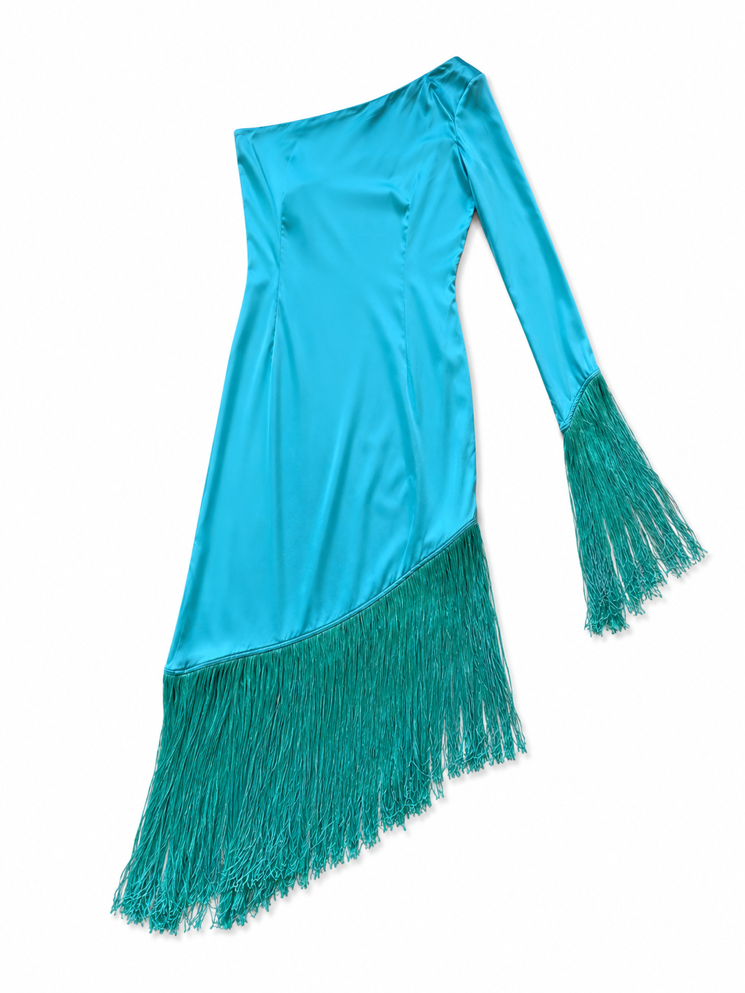 Blue Silk Dress w/ Fringe