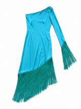 Blue Silk Dress w/ Fringe