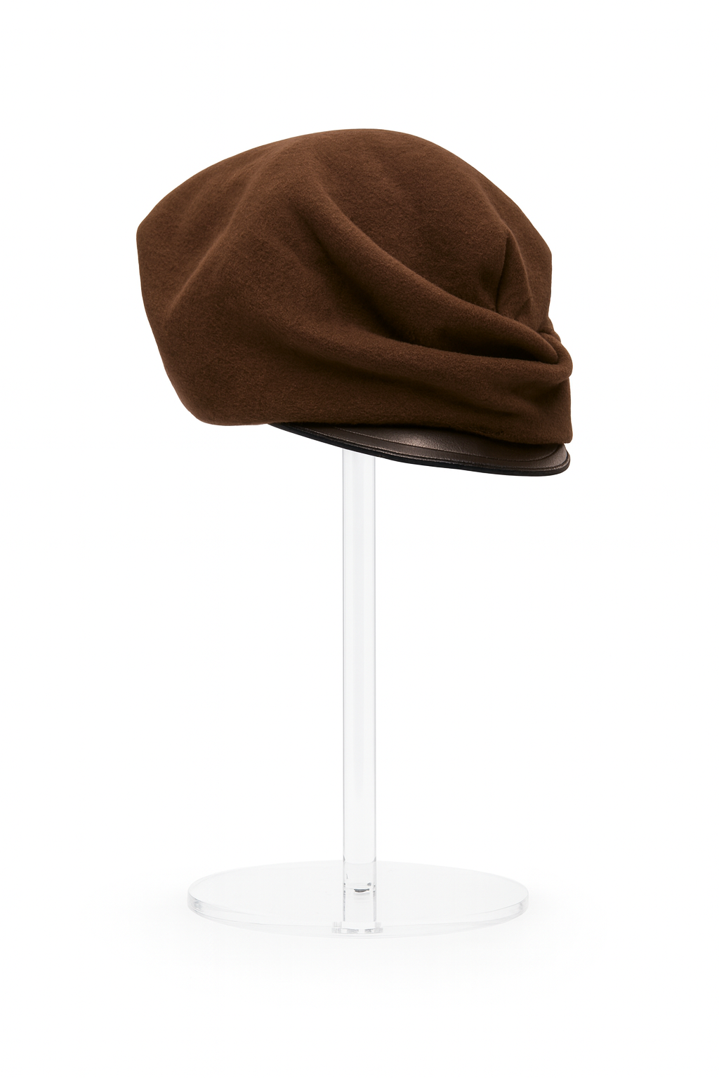 Brown hat with metalic cap