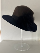 Two Tone Fedora Hat with Fur detail