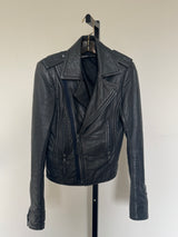 Gray Leather Moto Jacket