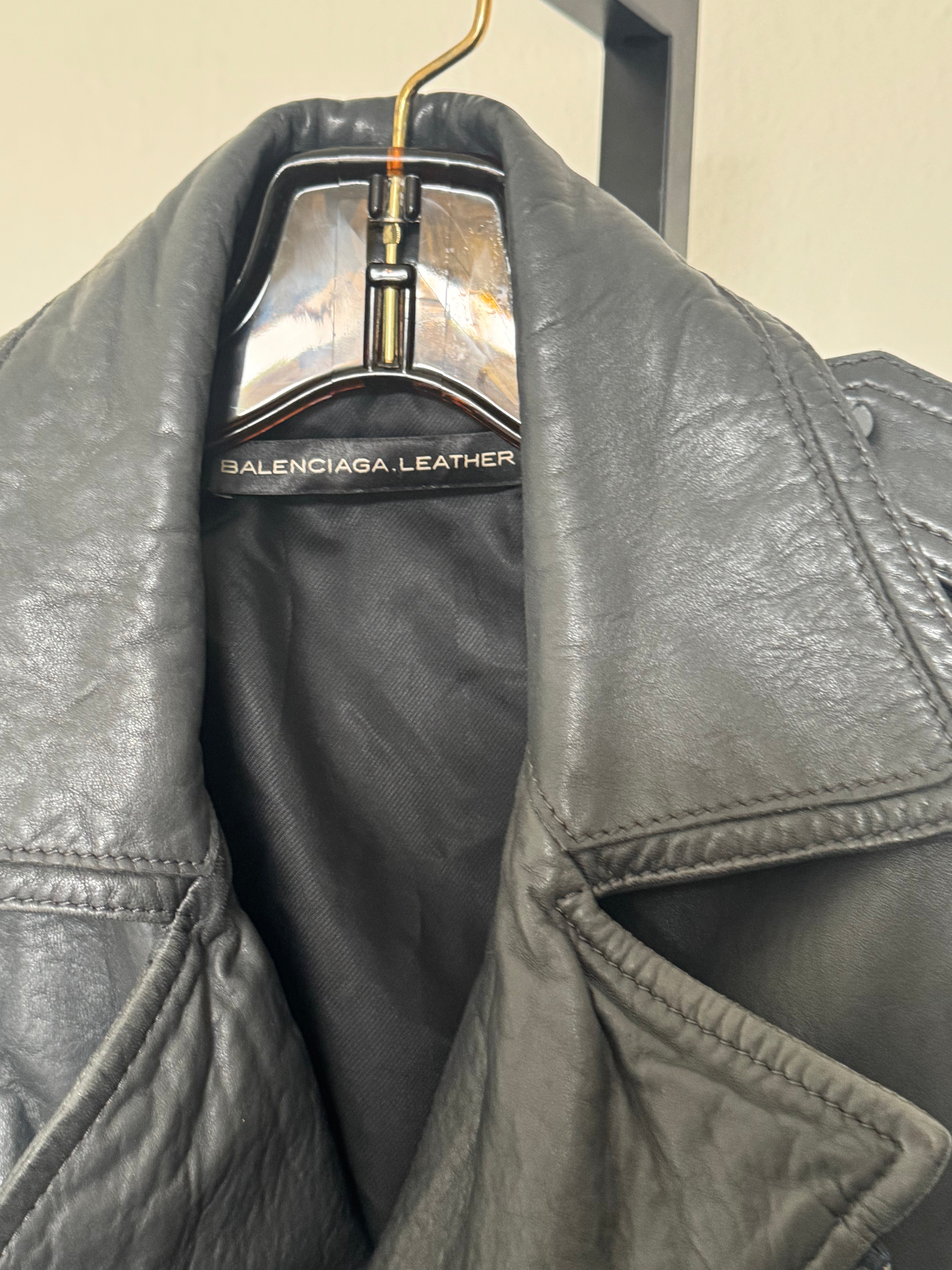Gray Leather Moto Jacket