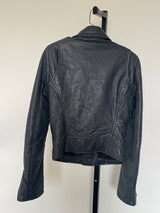 Gray Leather Moto Jacket