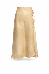 1995 Purple Label Deerskin Fringe Wrap Skirt