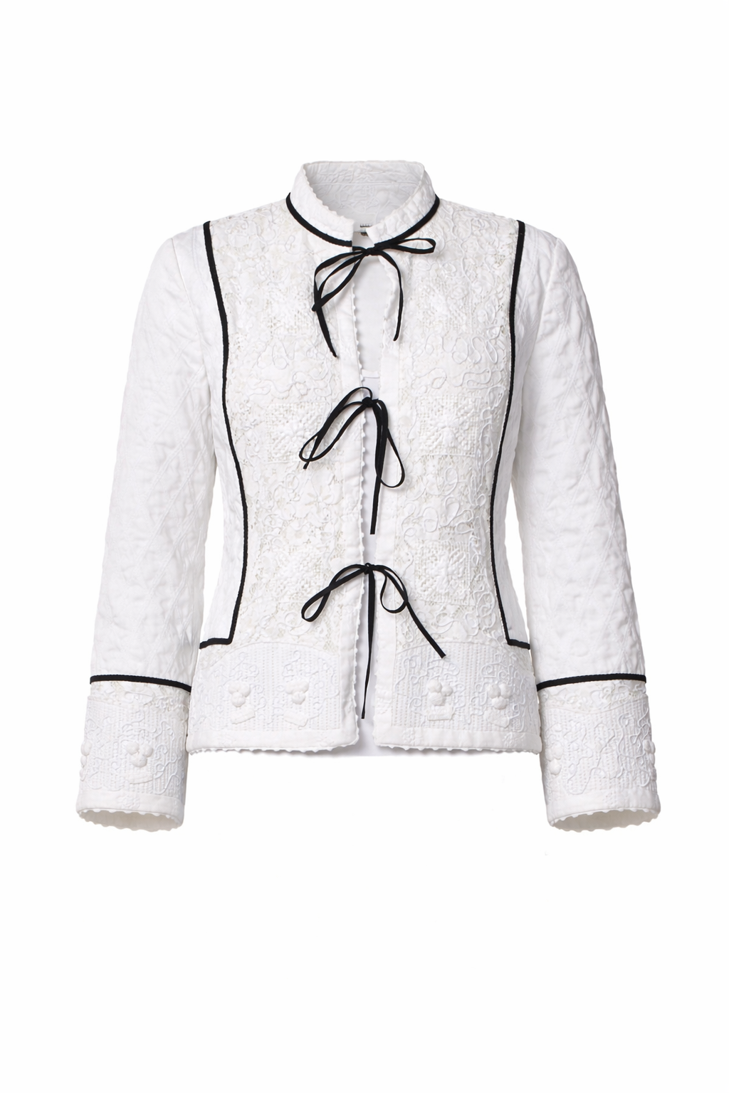 White Embroidery with black bows
