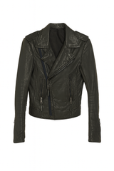 Gray Leather Moto Jacket