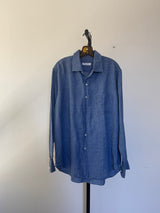 Denim Blue Linen Shirt XXL