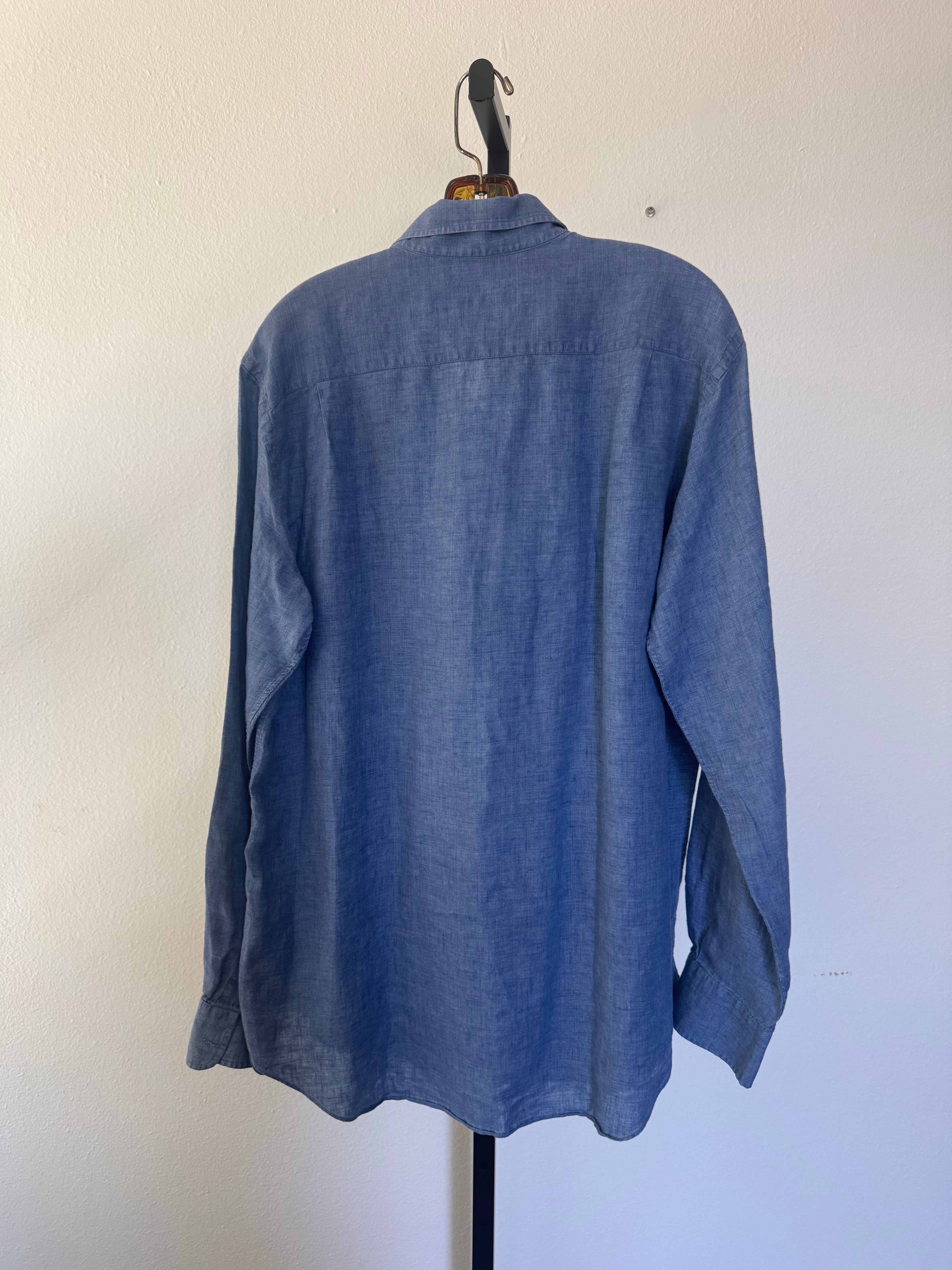 Denim Blue Linen Shirt XXL