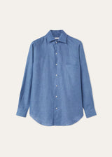 Denim Blue Linen Shirt XXL
