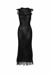 Mock Neck Crochet Dress