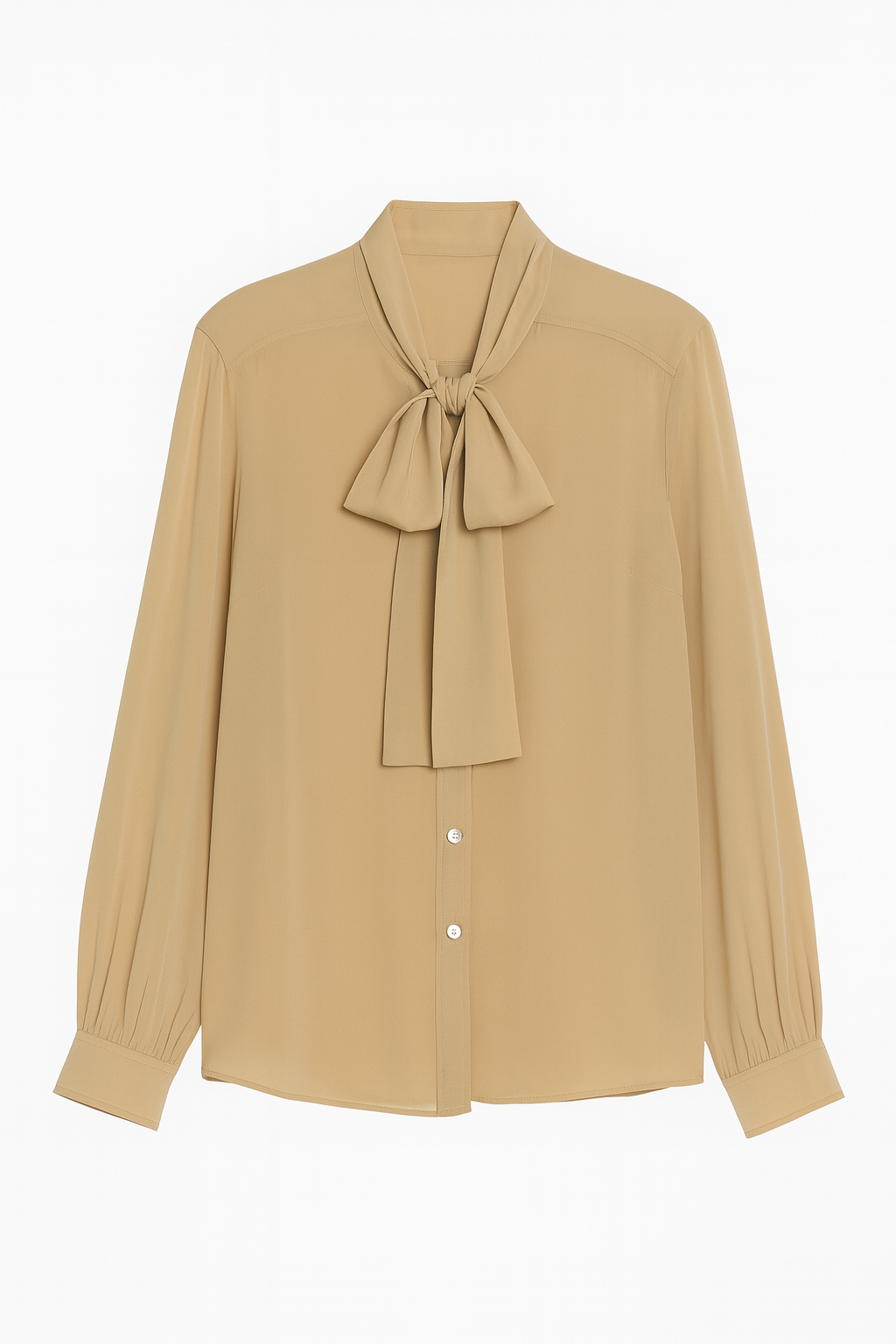 Beige Shirt With Bow Collar
