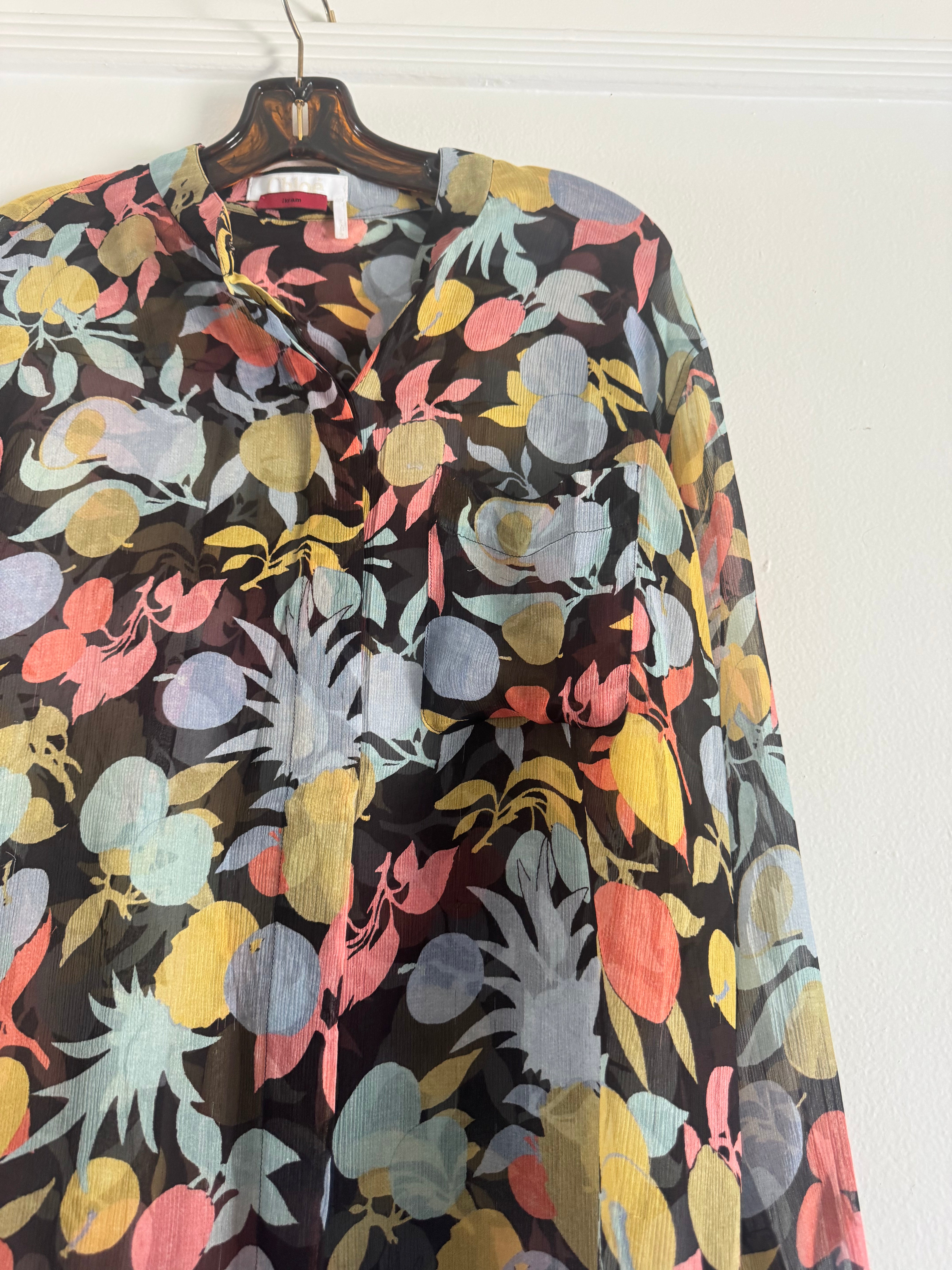 Fruit and Floral Chiffon Shirt