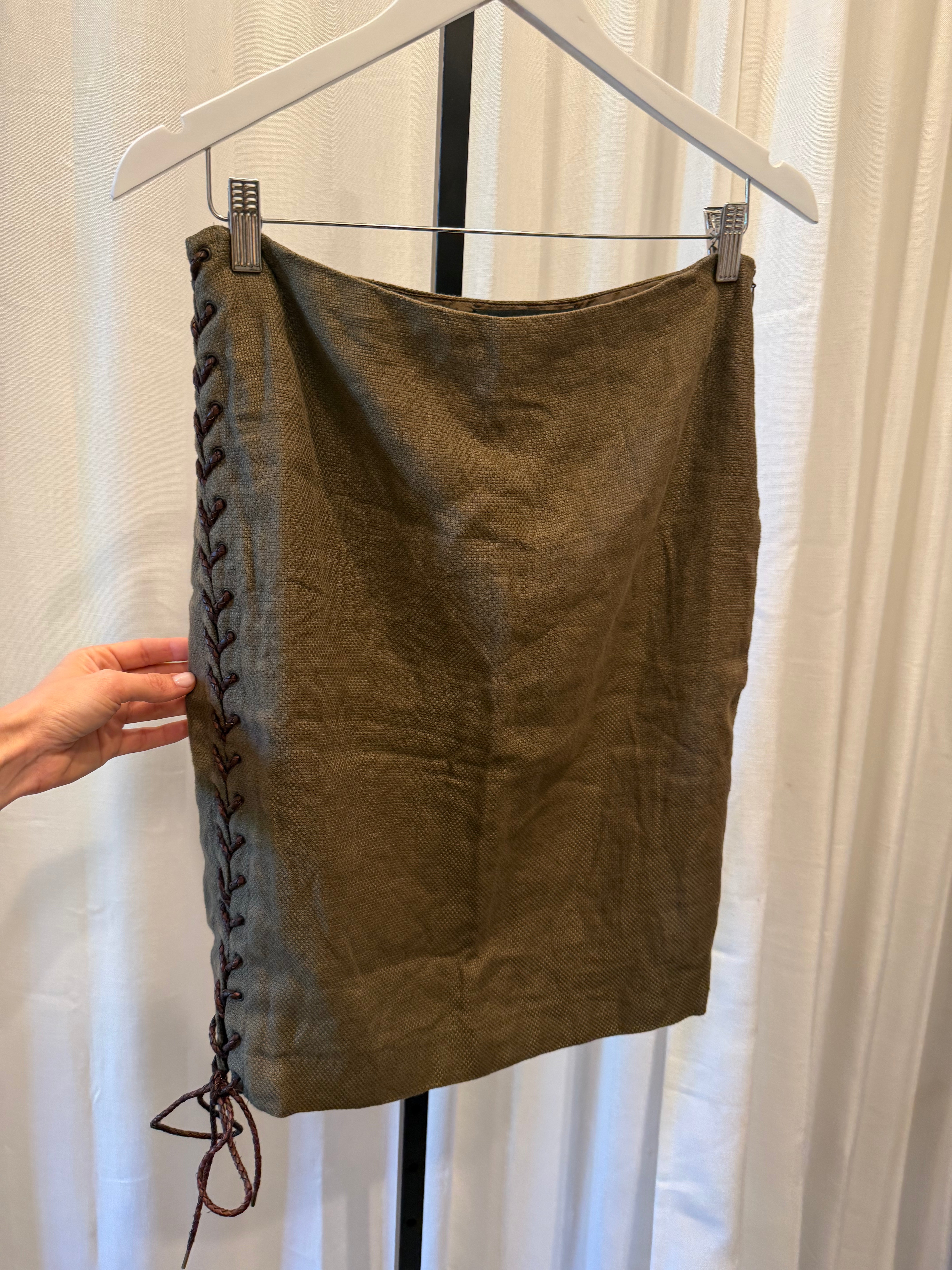 Skirt with Leather Detail