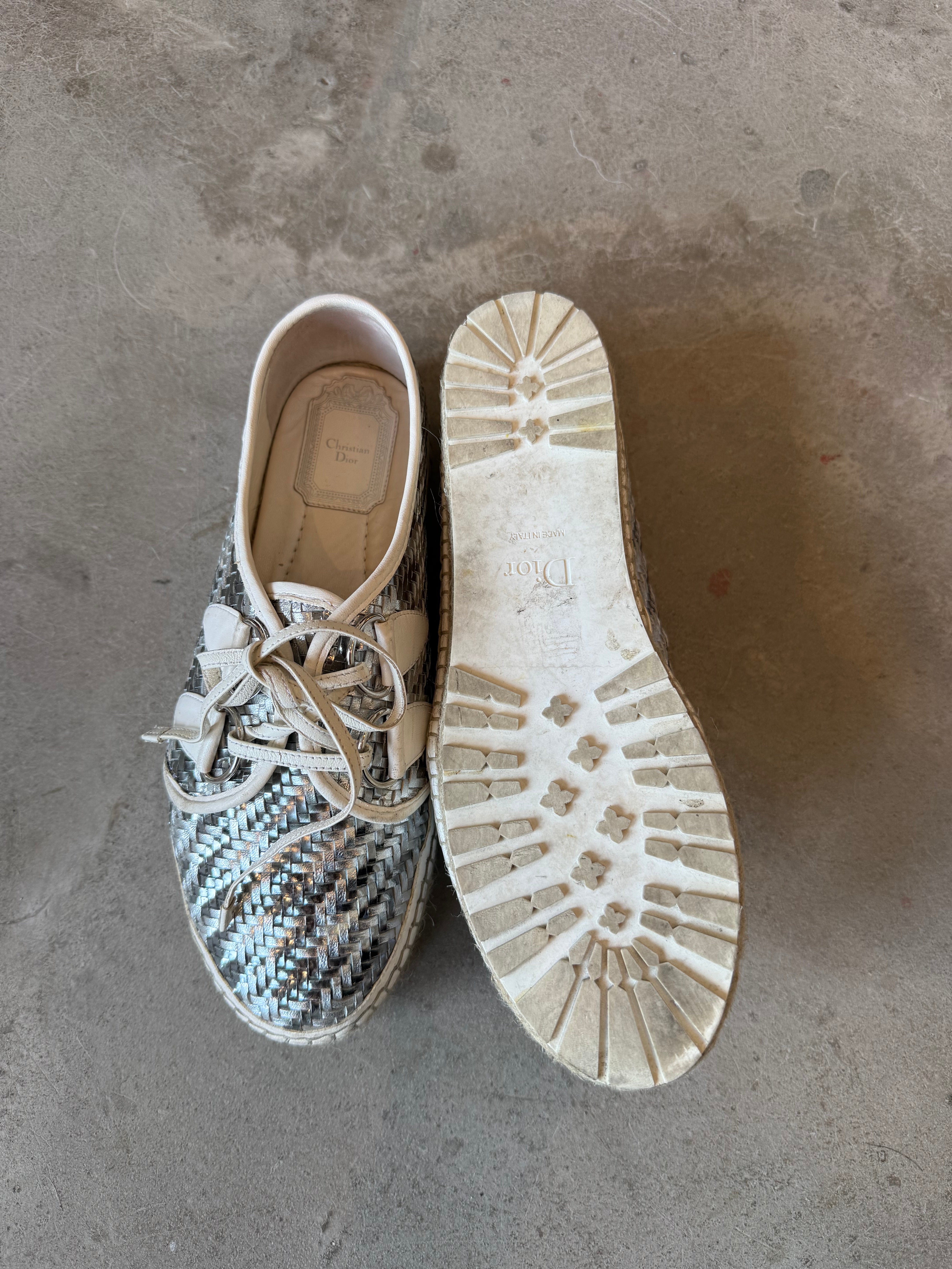 Metallic Woven Espadrille Sneakers
