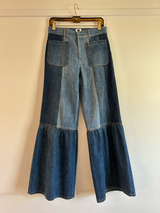Jeans with Patchwork and Flare Bell Bottoms