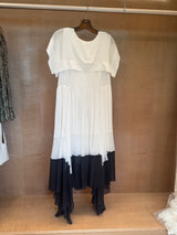 White Pleated Long Capelet Dress