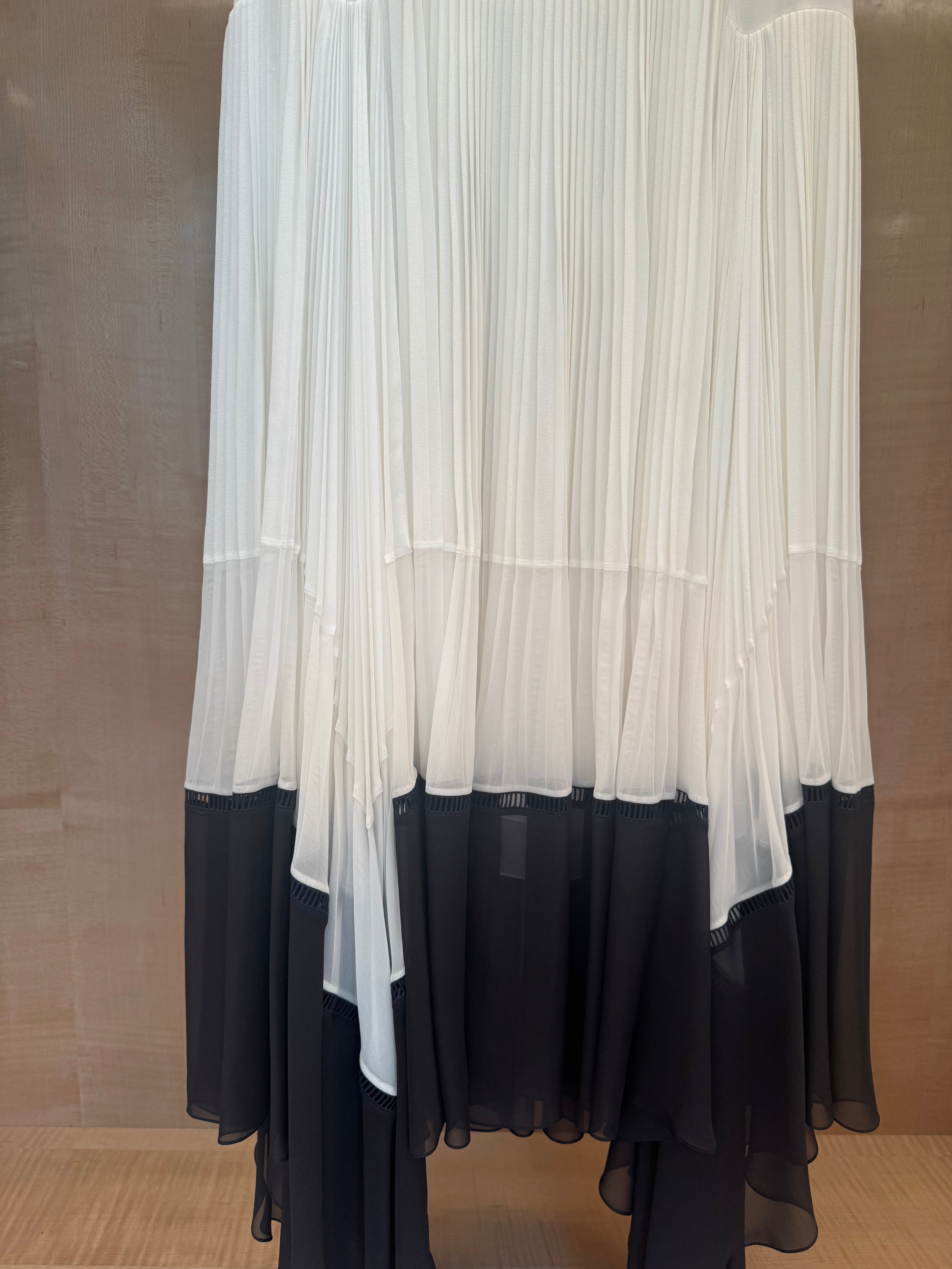 White Pleated Long Capelet Dress