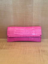 Hot Pink Crocodile Clutch Bag