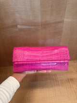 Hot Pink Crocodile Clutch Bag