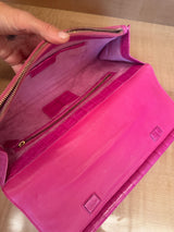 Hot Pink Crocodile Clutch Bag