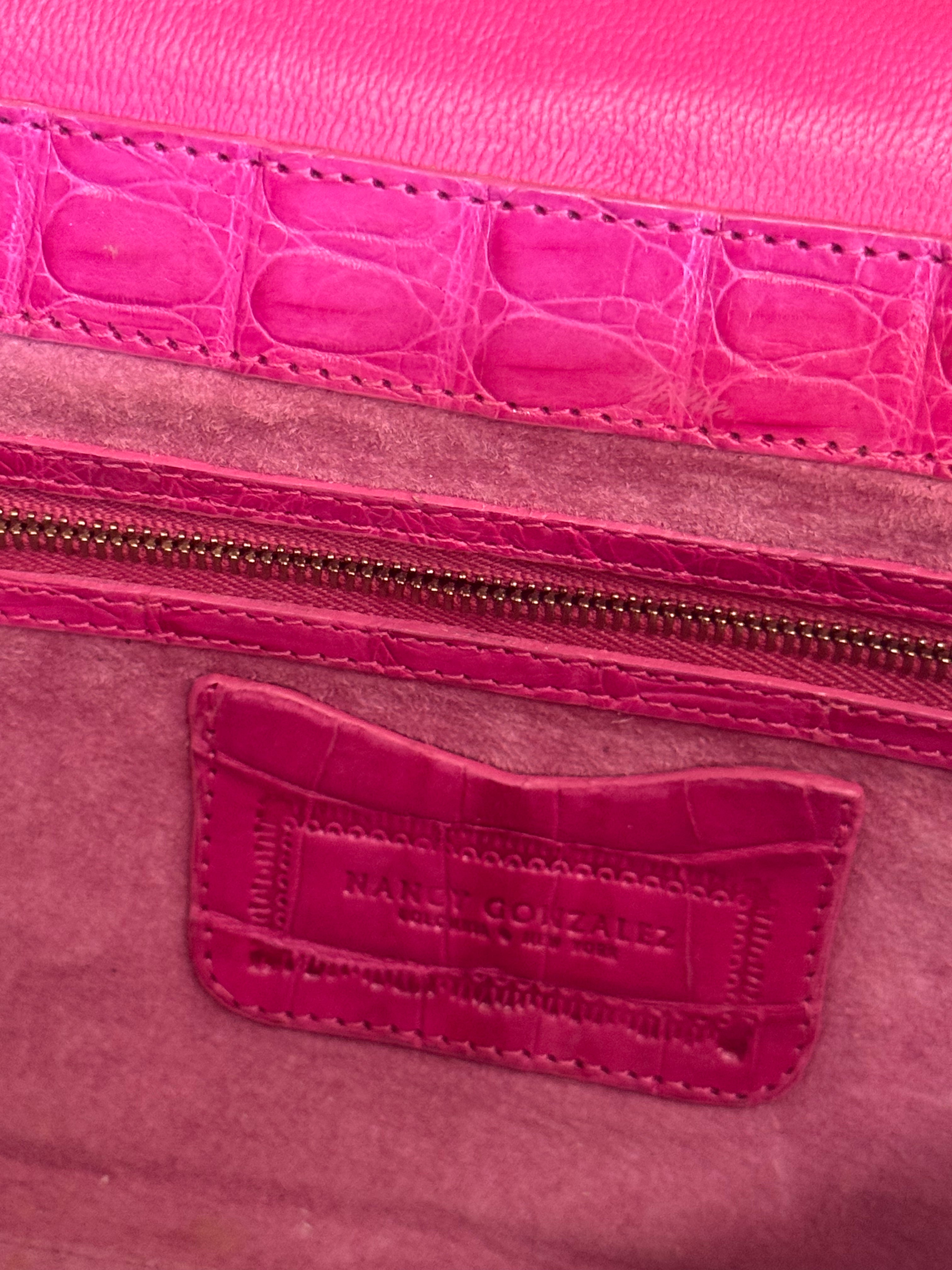 Hot Pink Crocodile Clutch Bag
