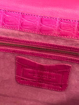 Hot Pink Crocodile Clutch Bag