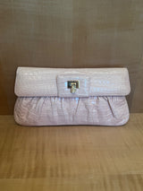 Blush Pink Crocodile Clutch