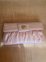 Blush Pink Crocodile Clutch