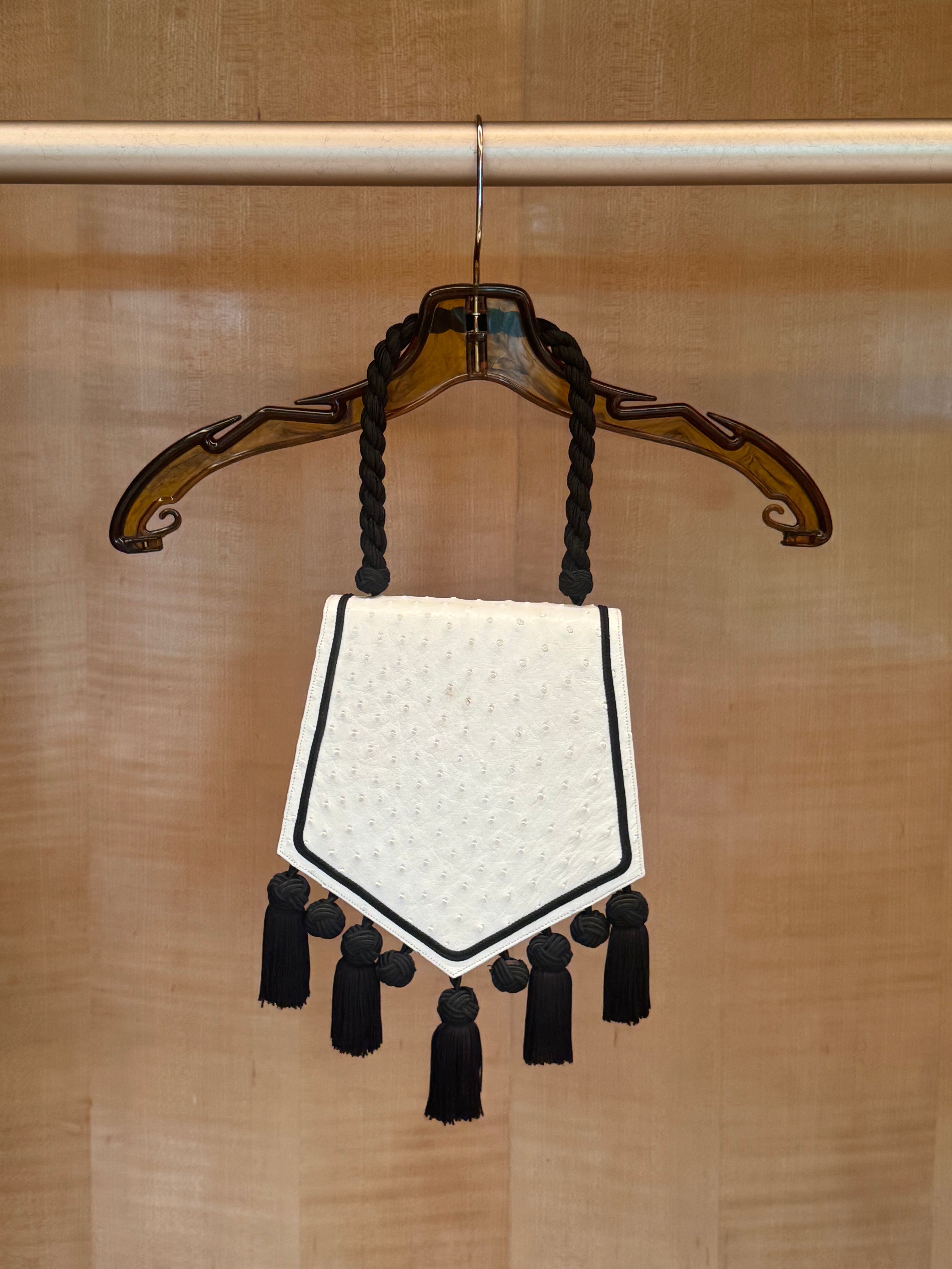 Ostrich Bag with Black Tassles