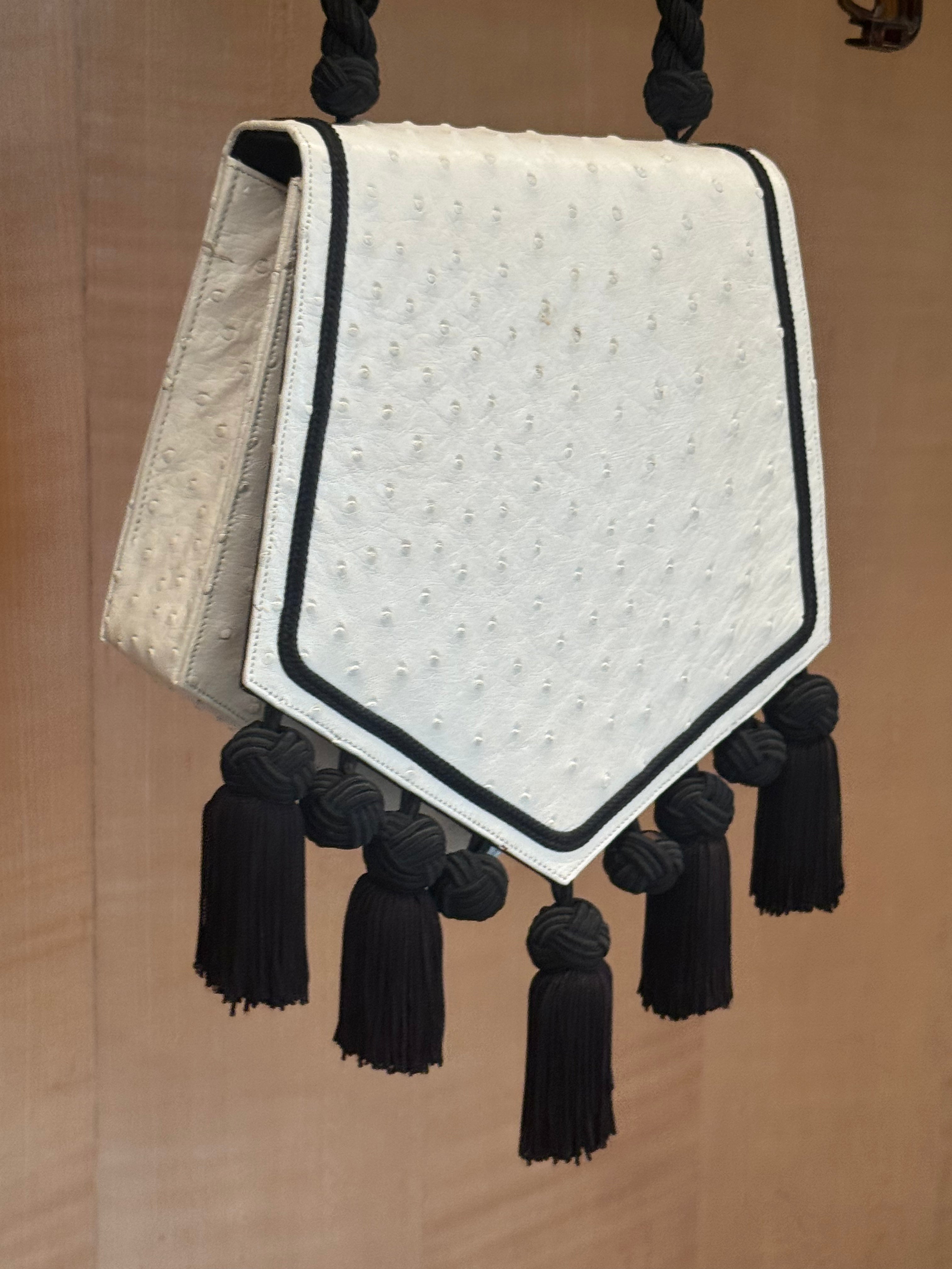 Ostrich Bag with Black Tassles