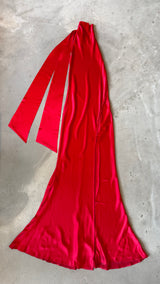 Penelope Backless Satin Gown In Red